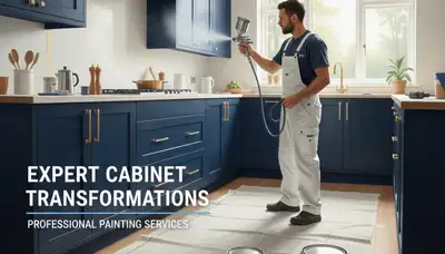 Cabinet painters refinishing kitchen cabinets in Escondido, CA with a durable, smooth finish