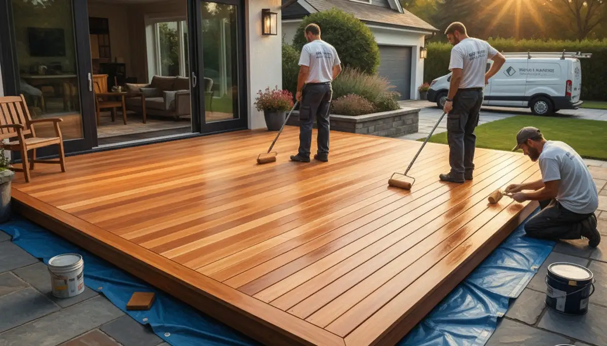 Deck painting service in Escondido, CA protecting outdoor wood from sun and weather