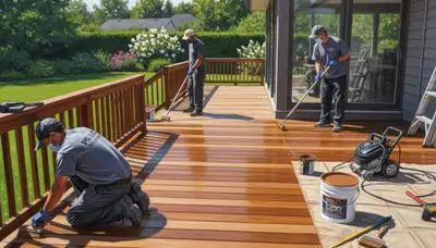 Deck staining in Escondido, CA by Escondido Paint Pros for sun-exposed wood decks