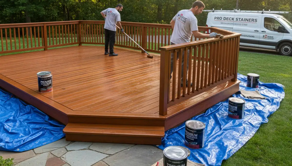 Deck staining service in Escondido, CA for sun-exposed wood decks, improving appearance and protection