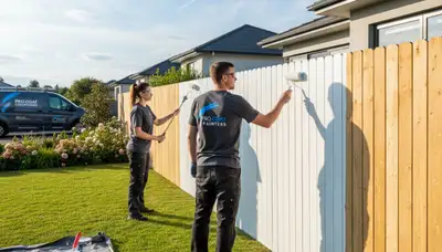 Fence painting in Escondido, CA by Escondido Paint Pros for weather protection and curb appeal