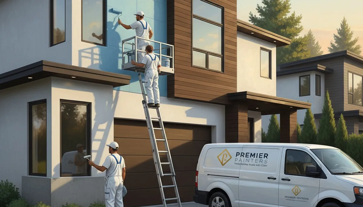 Escondido, CA house painters applying a clean, lasting exterior finish to a home