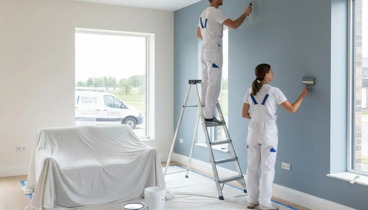 Interior house painters in Escondido, CA painting walls and trim for a bright, clean finish