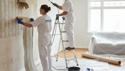 Wallpaper removal service in Escondido, CA preparing walls for fresh paint finish